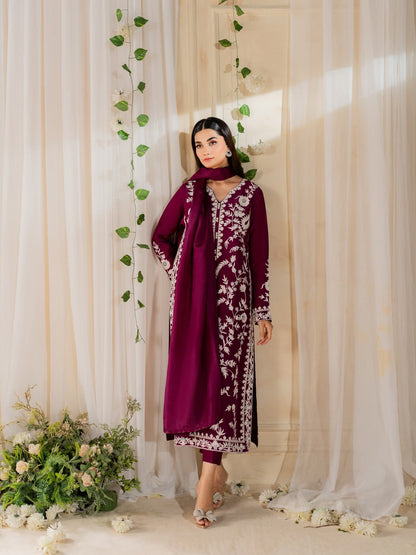 Magenta Embroidered 3Pc